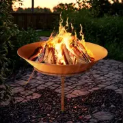 Grillz 70cm Outdoor Iron Rustic Fire Pit Bowl Campfire Wood Burner Fireplace