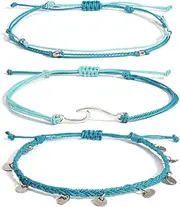 [Lynnaneo] Waterproof String Anklets Cute Beaded Ankle Bracelets Beach Wave Anklet Stainless Steel Coin Boho Ankle Jewelry for Women Teen Girls
