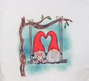 Gnome Couple Swinging in A Tree Microfiber Waffle Weave Kitchen Dish Towel