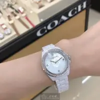 在飛比找森森購物網優惠-COACH手錶, 女錶 32mm 白圓形陶瓷錶殼 櫻花貝母時