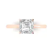 2.1ct Asscher Cut Wedding Engagement Anniversary Promise Ring 14k Rose Gold