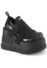 Demonia STOMP-28 4 3/4 Inch Wedge Platform Lace-Up Shoe With Hook-N-Loop Straps