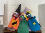 Felt Puppet Set of 3 New Old Stock Drama 10”-12” Pretend Theater Play Toys