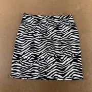 Boohoo Womens Pencil Skirt White Black Zebra Print Above Knee 12 New