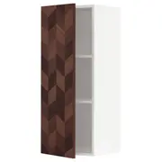 METOD wall cabinet with shelves, white Hasslarp/brown patterned, 40x37x100 cm
