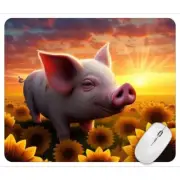 Sunflower Pig Sunrise Computer Non Slip Custom Mouse Pad