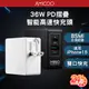 MINIQ AC-DK23T 雙孔36W快充頭 Type-C+USB 適用iPhone15 安卓 QC3.0 PD充電頭