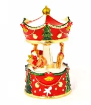 Ciel Collectables Holiday Carousal Trinket Box with Reindeer & Santa Clause