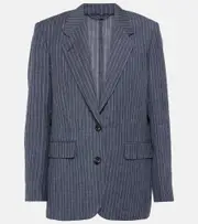 [Loro Piana] Loro Piana Belia pinstripe linen, wool and silk jacket AU 16 blue