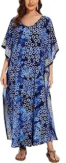 [Beautybatik] Women Hand Blocked Batik Rayon Caftan Kaftan Loungewear Maxi Plus Size Long Dress 18 to 26