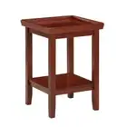 Convenience Concepts End Table 18" Square Wood Raised Edges Mahogany w/ Shelf