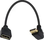 Exuun DP to DP Cable 30 CM/12inch High Definition Gold Plated 90 Degree Down Displayport (DP) Male to Displayport (DP) Female Audio and Video Extension Adapter Cable (M/F Black)