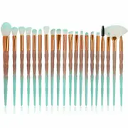 20PCS Eye Make-up Brushes Diamond Unicorn Eyeshadow Eyebrow Blending Brush Set - 20pcs Green Brown