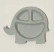Pottery Barn Kids Elephant Plate Silicone Gray Dividers Compartments Animal NWT