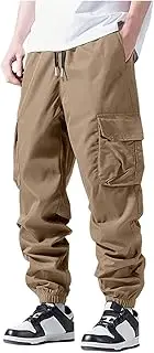 [Generic] Mens Casual Cargo Joggers Pants Elastic Waist Drawstring Stretch Relaxed Fit Work Pants Tapered Sweatpants with Pocket