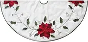 [Kurt S. Adler] Kurt Adler 54-Inch Ivory with Holly Leaves and Poinsettia Tree Skirt