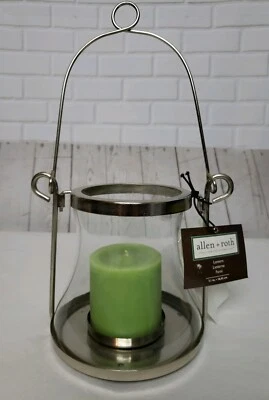 Allen + Roth Decorative Silver and Glass Hanging Candle Lantern New