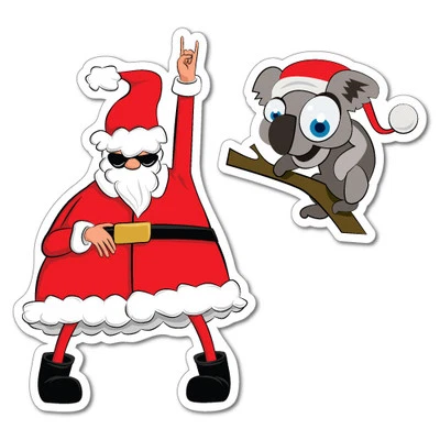 Dancing Santa Claus Coala Christmas Xmas Sticker Aussie Car Flag 4x4 Funny Ut...