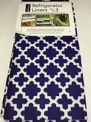 KITCHEN MILLENIUM REFRIGERATOR LINERS (3) NAVY REVERSIBLE 12 X 24 NIP