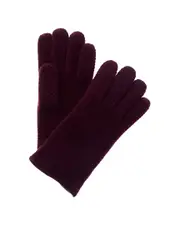 Portolano Honeycomb Leather-Trim Cashmere Gloves NoSize Black