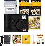 [KODAK] Mini 3 ERA 4PASS Mobile Photo Printer (7.6 x 7.6 cm) Photo Printer + Gift Package + 8 Sheets Included + 60-Sheet Cartridge, Black