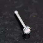 1 Pc Surgical Steel 2.5mm Fire White Opal Stone Nose Studs Bones Ring 20g