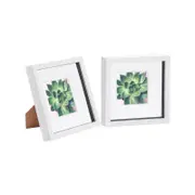 Nicola Spring 2 Piece 8 x 8 3D Shadow Box Photo Frame Set - Craft Display Picture Frame with 4 x 4 Mount - White