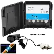 Alcad VHF/UHF 32dB Gain Masthead Amplifier 4G LTE + Power Supply Kit AM-187PS