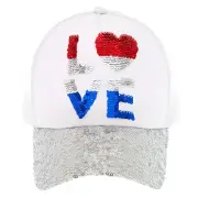 Reversible Sequins USA Trucker Hat Mesh Trucker Hat Snapback Cap NWT