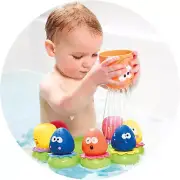 TOMY Bath Octopals Floating Bath Toys, Pack of 8, Multicolour