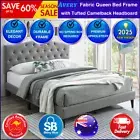 Avery Fabric Queen Bed with Tufted Camelback Headboard Neutral Shade