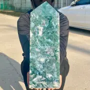 6.9LB Natural Crystal Point Aquatic Agate Tower Large size Quartz Obelisk minera