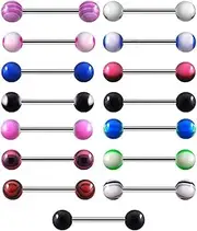 [Tomedeks] 15 Piece Acrylic Tongue Piercing Stochastic Set 14G Piercing Tongue Bar Various Balls, Piercing Balls, A