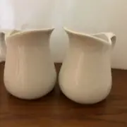2 Cordon Bleu Inc White Porcelain Creamer Syrup Milk Pitchers 5 1/2” Tall