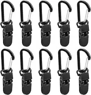 Oimzzr 10pcs Tarp Awning Clamp Clips Tent Snaps Hangers Camping Tent Tighten Lock Grip Clamp with Carabiner for Outdoor Camping Farming Garden