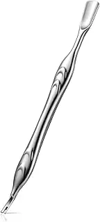 FERYES Cuticle Pusher with Fork, 2-in-1 Cuticle Trimmer Nail Care Tool, Stainless Steel Cuticle Remover Tool for Manicures and Pedicures - Silver