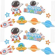 Kisangel 3 Sets Outer Space Theme Cupcake Toppers Astronaut Birthday Cake Picks Decor for Shower and Birthday Celebrations Safe Material for Party Decorations