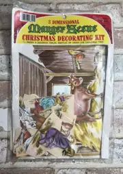 Vintage Eureka Cut Out Die Cut 3 Dimensional Nativity Manger Scene NOS