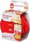 Sistema Microwave Egg Cooker and Poacher with Steam Release Vent, Dishwasher Red