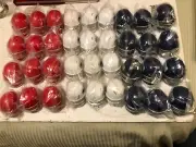 (36) NIP Bud Light + Bud Dry + Budweiser mini Bud Bowl helmets bottle toppers