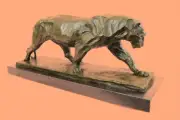 Bugatti African Lioness Wildlife Animal Bronze Statue Marble Figure Art Figure