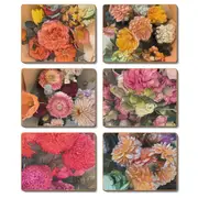 Country Kitchen Flower Market Cinnamon Cork Backed Drink Coasters Set 6