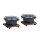 SOGA 2X Medium Cast Iron Round Stove Charcoal Table Net Grill BBQ Black