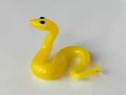 SNAKE~YELLOW~Collectible Hand Blown Art Glass Figurine~Handmade Tiny Animal~UNIQ