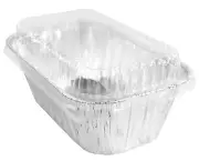 Handi-Foil 1 lb. Aluminum Mini-Loaf/Bread Baking Pan w/Clear Low Dome Lid 200/PK