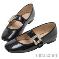 在飛比找momo購物網優惠-【Grace Gift】璀璨女伶平底瑪莉珍鞋(黑漆)