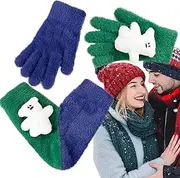 [Generic] Hand Holding Mittens | Love Holding Hands Gloves for Cold Weather,Touch Screen Funny Couples Gloves for Boyfriend Girlfriend