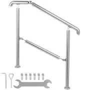 Adjustable Stainless Steel Outdoor Handrail for 2-3 Steps, 441 lbs Capacity
