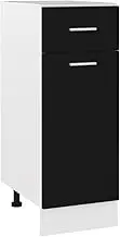 Black Engineered Wood Kitchen Drawer Bottom Cabinet 30x46x81.5 cm with Shelves and Drawer Storage Solution