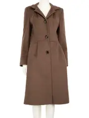 Brown Angora Wool Single Breasted Coat